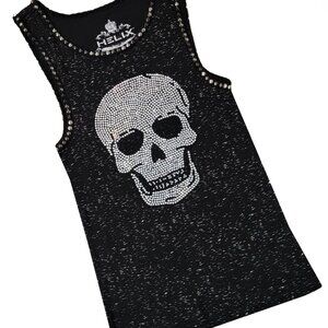 Egao (smiling) Skull Men's Black Vintage Tank Top